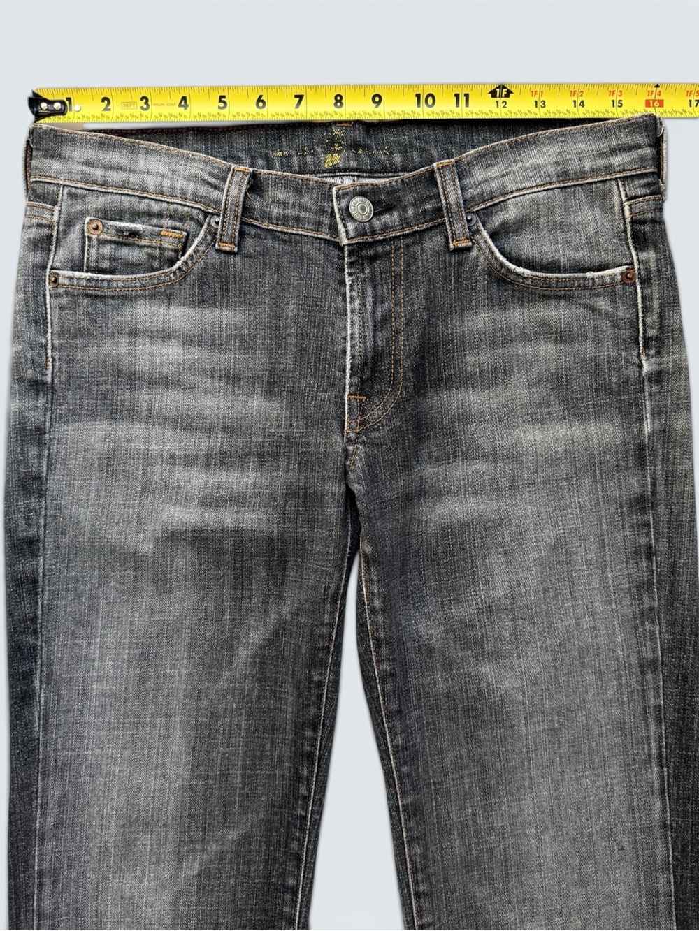 7 For All Mankind Vintage Low Rise Bootcut Jeans 28 Black Wash Y2K - Picture 8 of 16